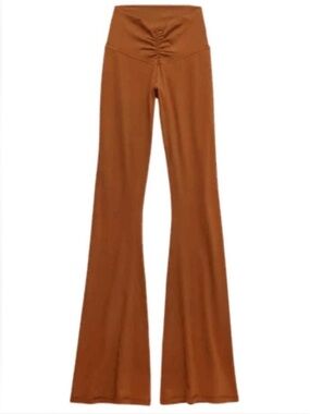 OFFLINE aerie Real Me High Waisted Crossover Flare Waffle Knit Leggings Rust